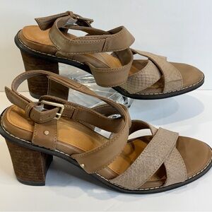 Dr. Scholl’s Women’s Tan Block Heel Sandals Size 8.5 🤎🤍🤎 Comfort Style